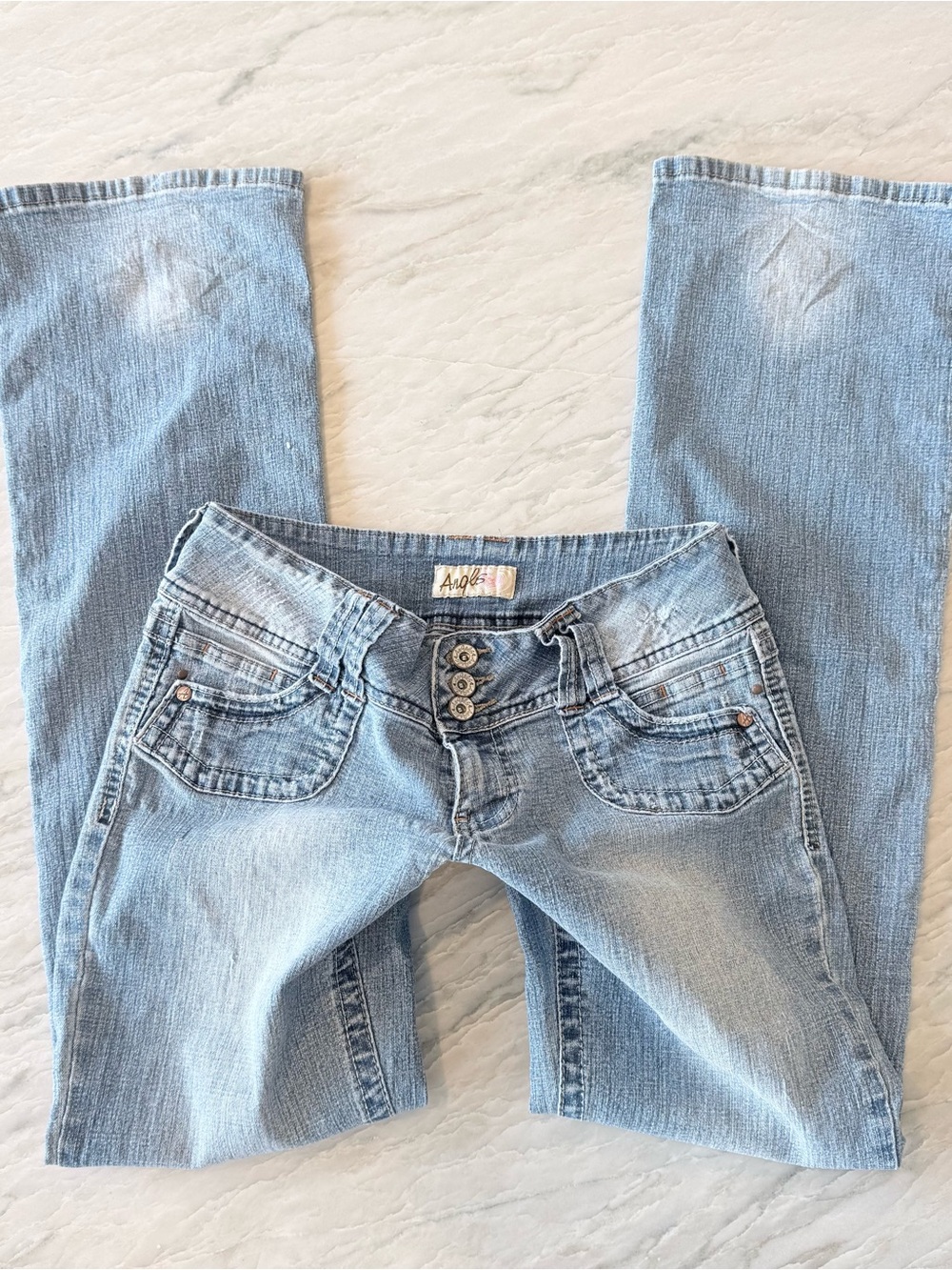 Y2k Angels Light Blue Women's Low-Rise Bootcut Jeans